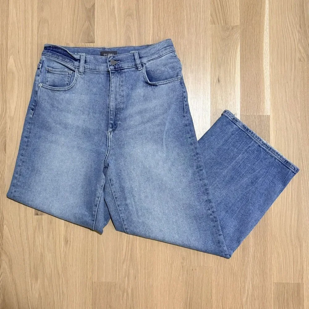 DL1961 Hepburn Wide Leg High Rise Vintage Jeans Droplet Blue Denim Size 30