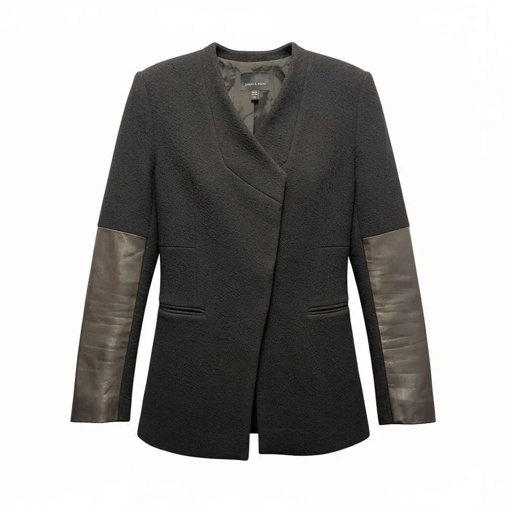 Judith & Charles Merino Wool and Leather Blazer