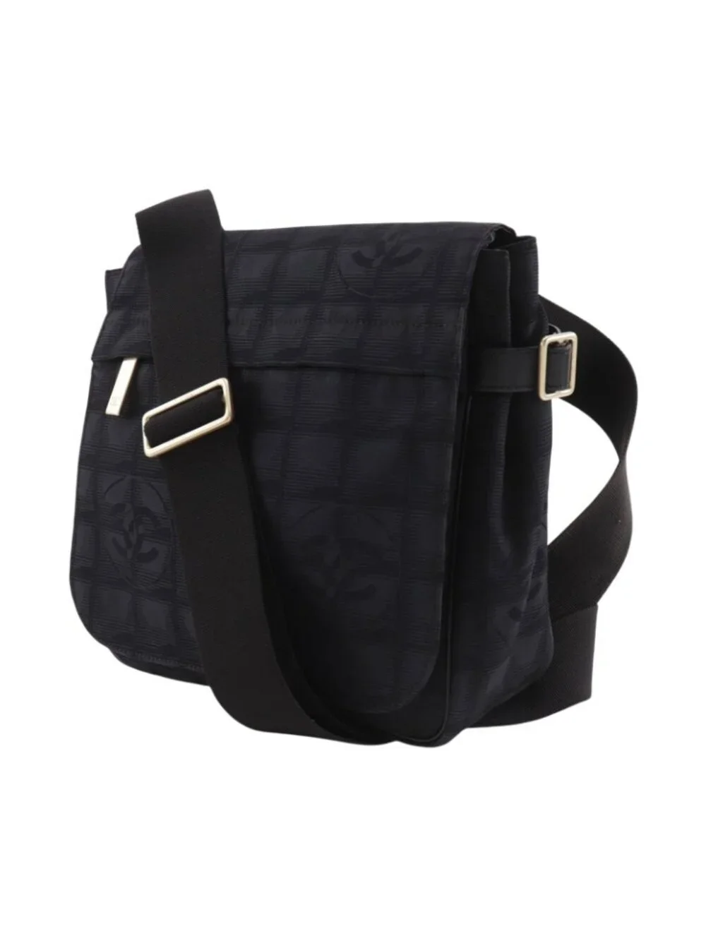 Chanel New Travel Line Nylon Canvas Black Shoulder