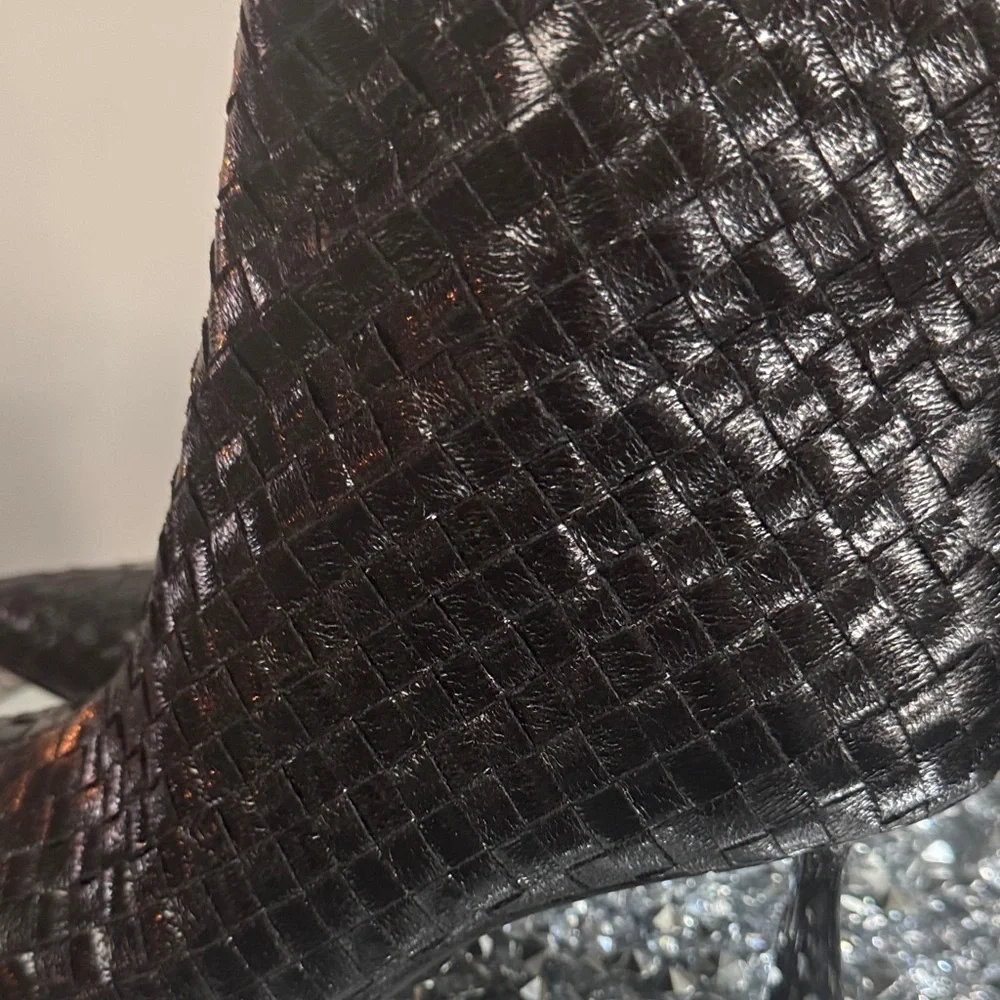 INC International Concepts Black woven Textured Ankle Booties NWT 10.5