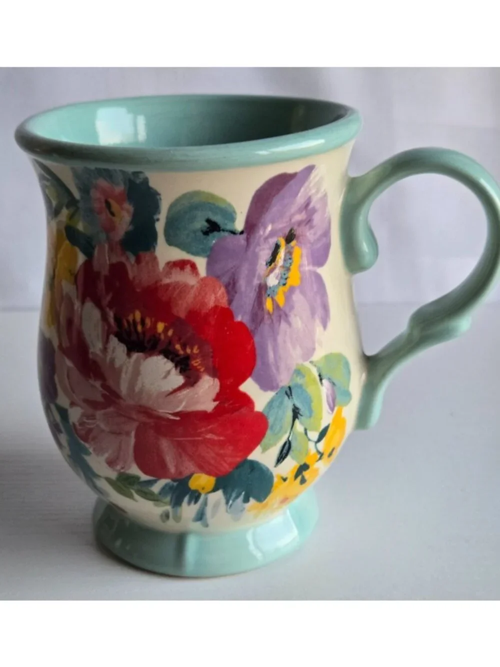 Pioneer Woman Sweet Romance Blossoms Blue Floral Tea Coffee Cup Mug