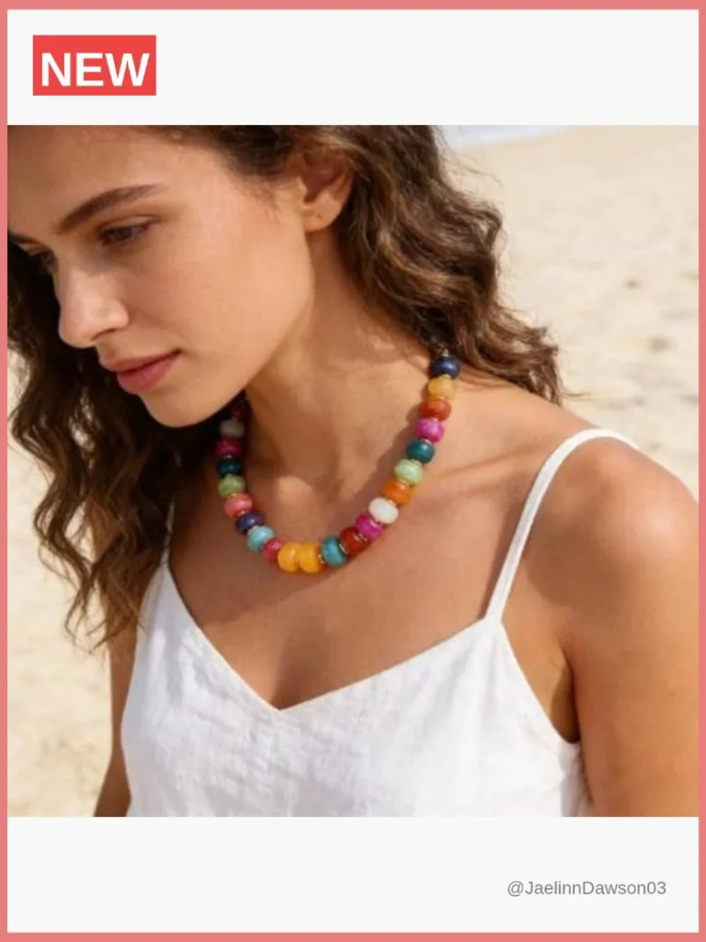 Chunky Beaded Statement Necklace Trendy Boho Resin Choker Handmade