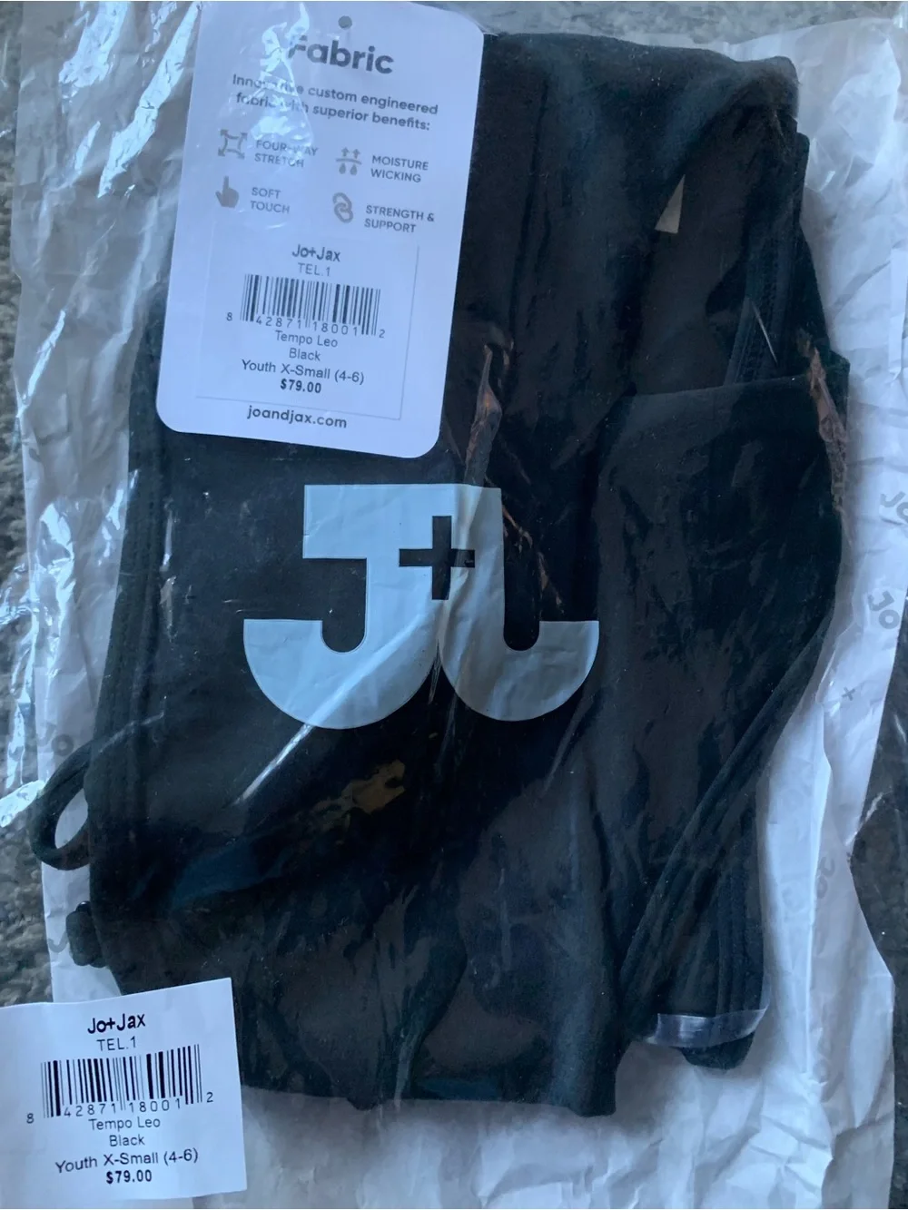 Jo + Jax girls black leotard size youth X-small NWT
