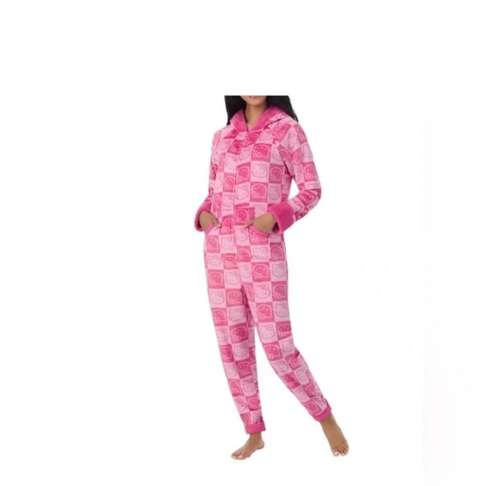 Hello Kitty Pink Patterned Women’s One Piece Pajama Set NWT size S