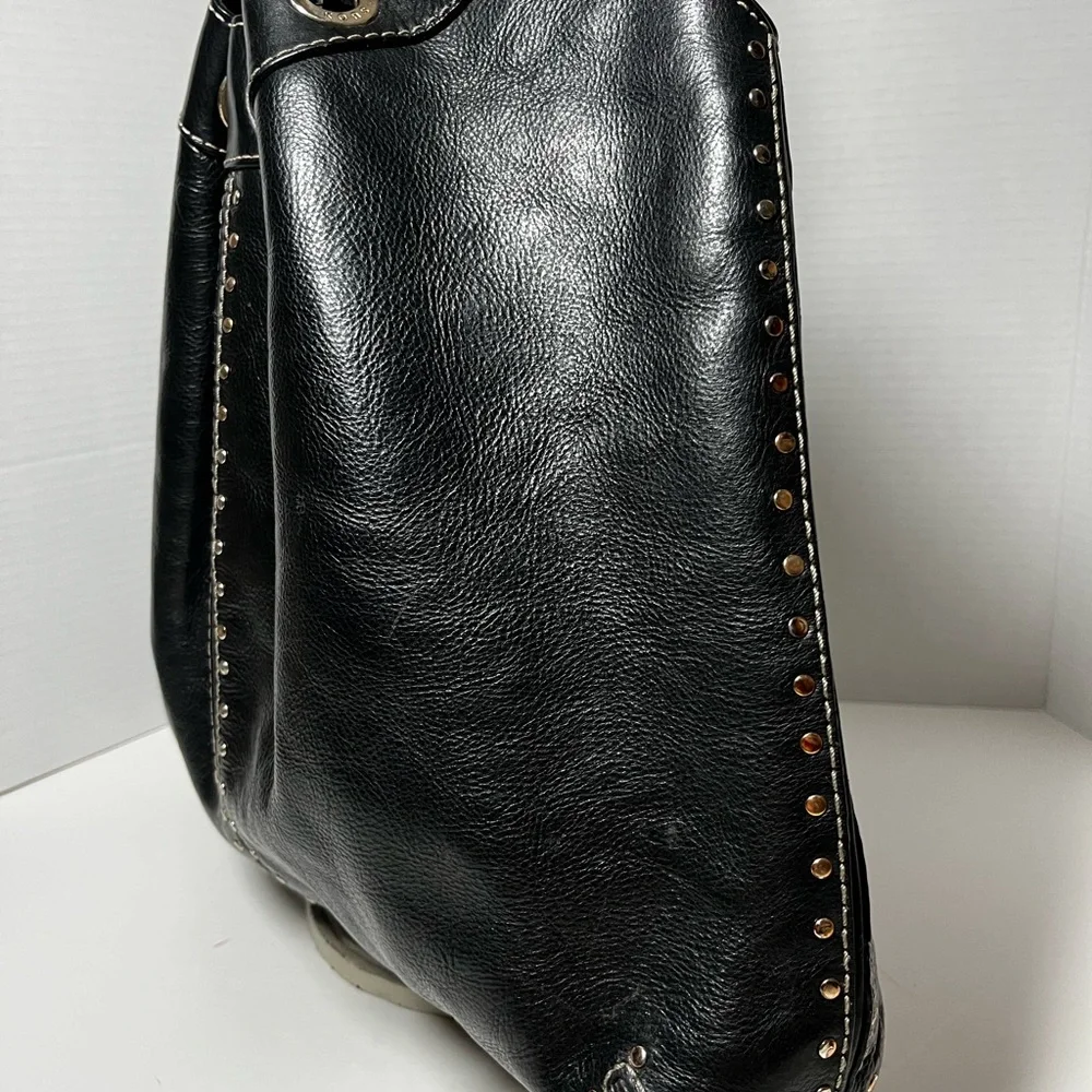 MICHAEL KORS large florentine leather black studded shoulder bag