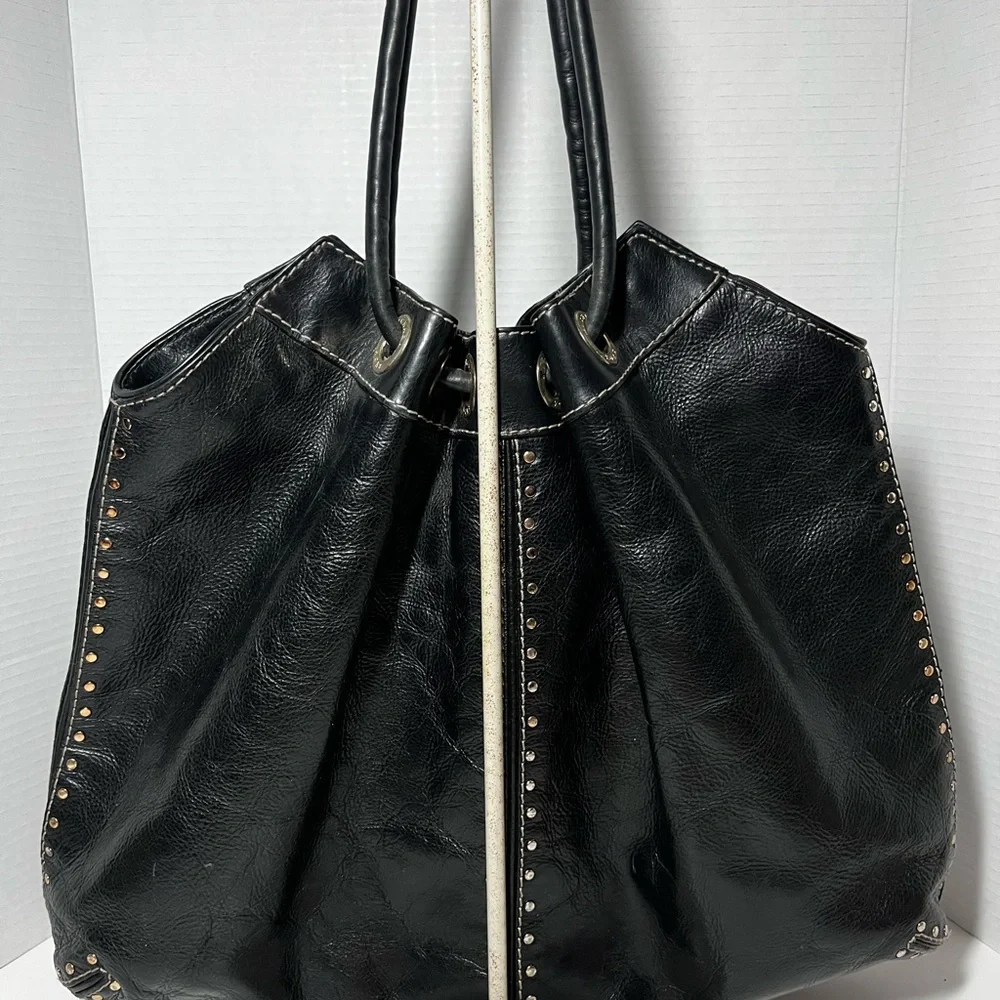 MICHAEL KORS large florentine leather black studded shoulder bag