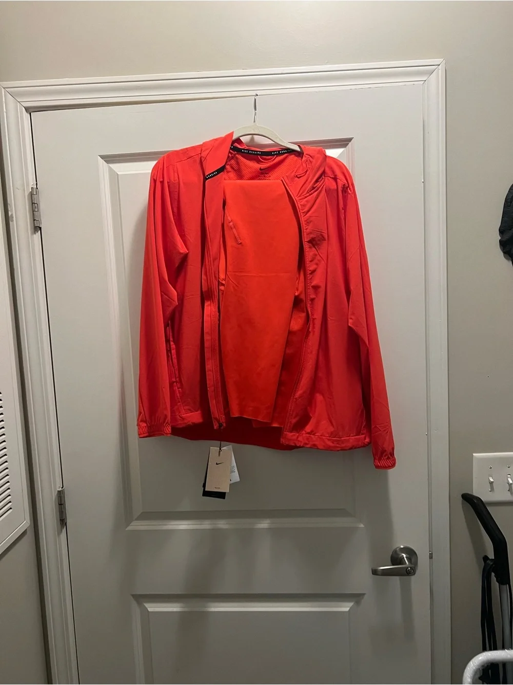 2  pc Lightweight Hooded Jacket -  and leggings Red