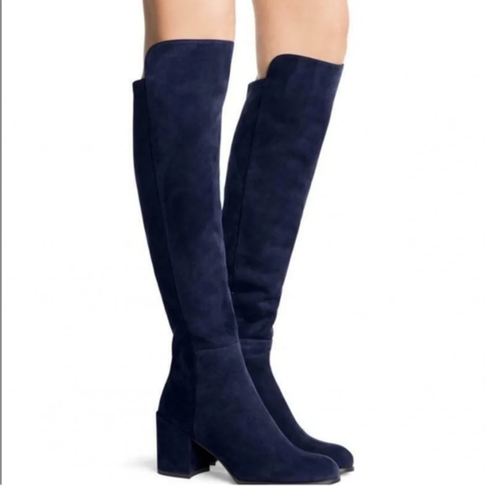 Stuart Weitzman Boots AllJack Over The Knee in Blue Suede