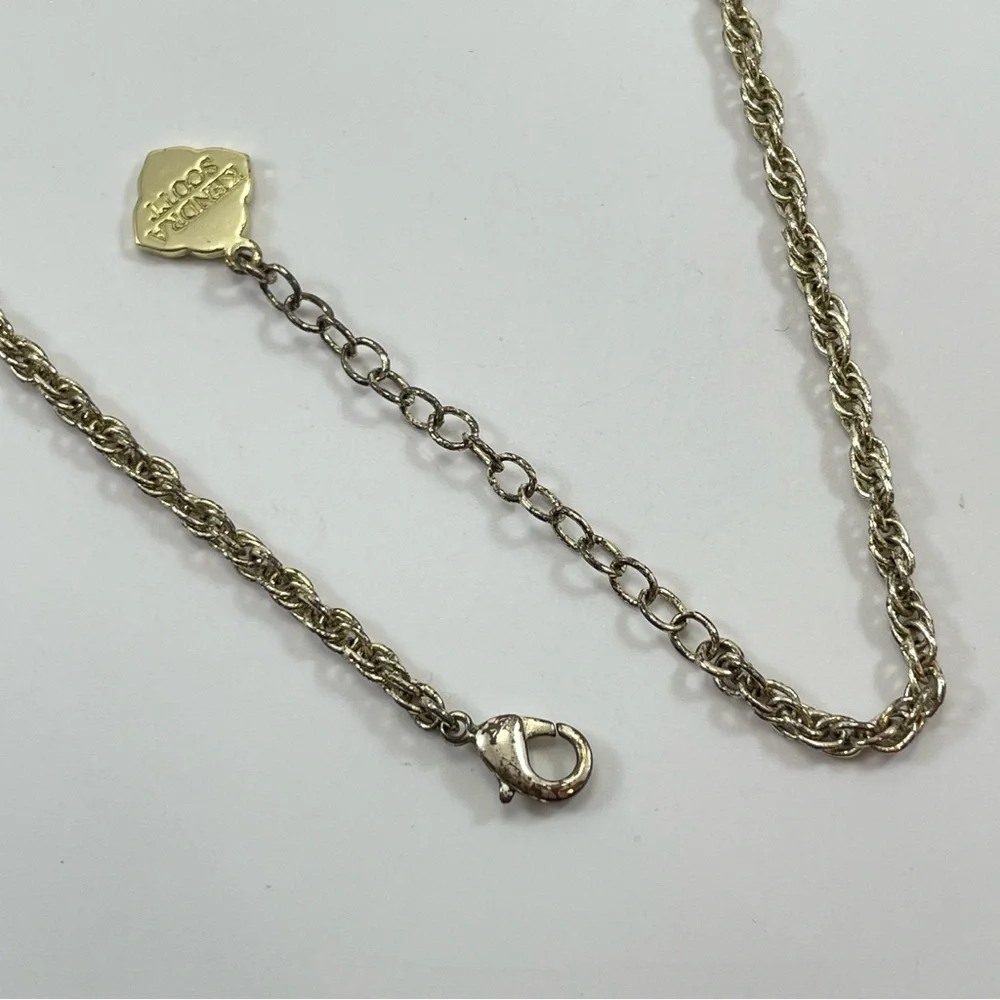 Vintage signed KENDRA SCOT Gold TONE Rope Chain Glass Tassel Pendant Necklace