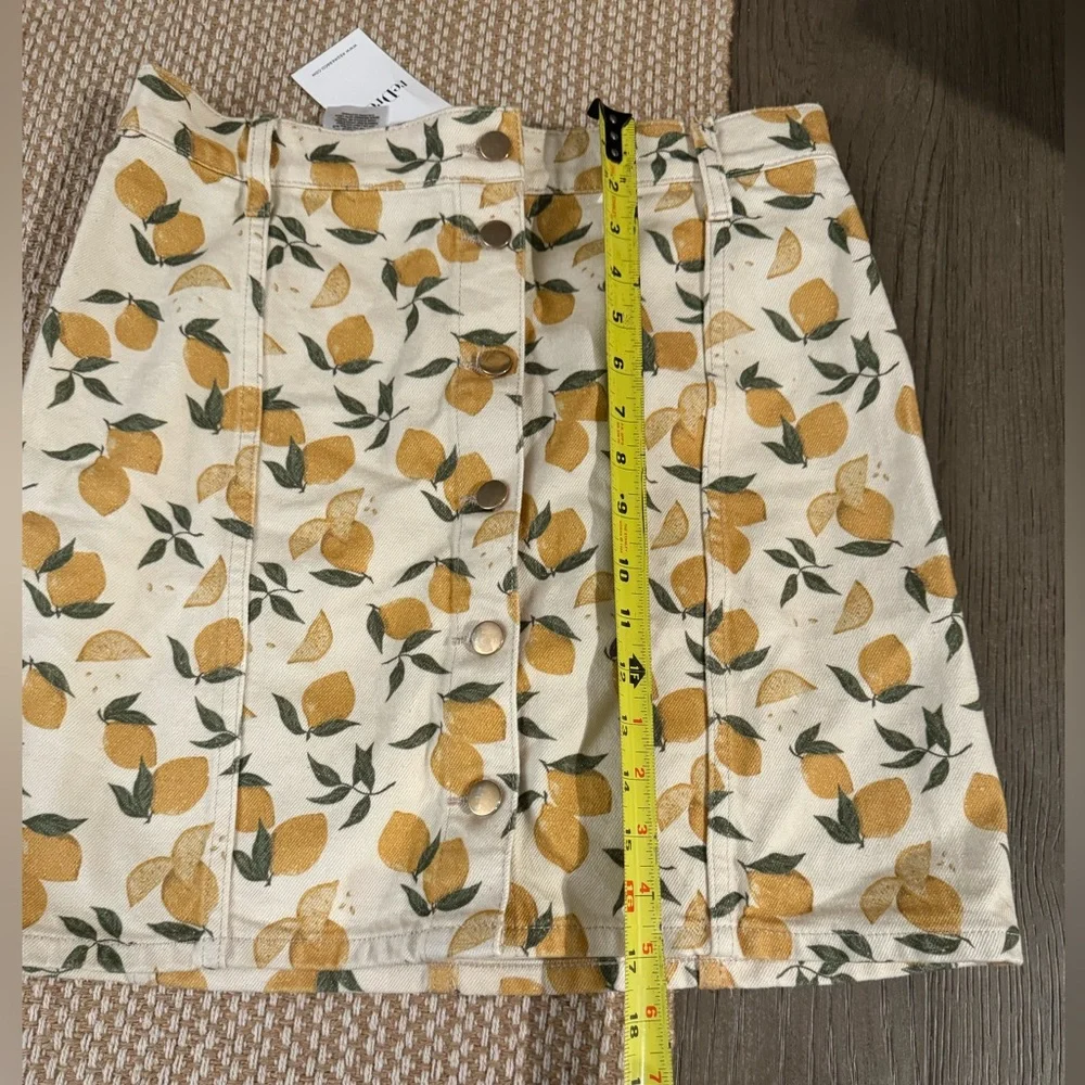 Reformation Cream Mini Skirt with Yellow Citrus Print