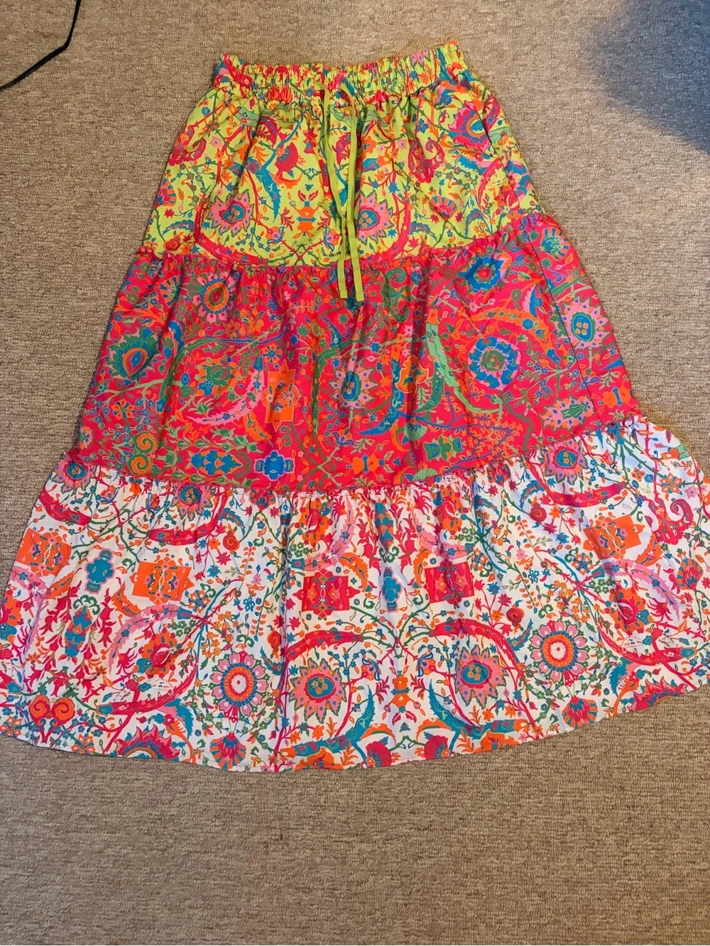 Vibrant Multi-Color Tiered Maxi Skirt