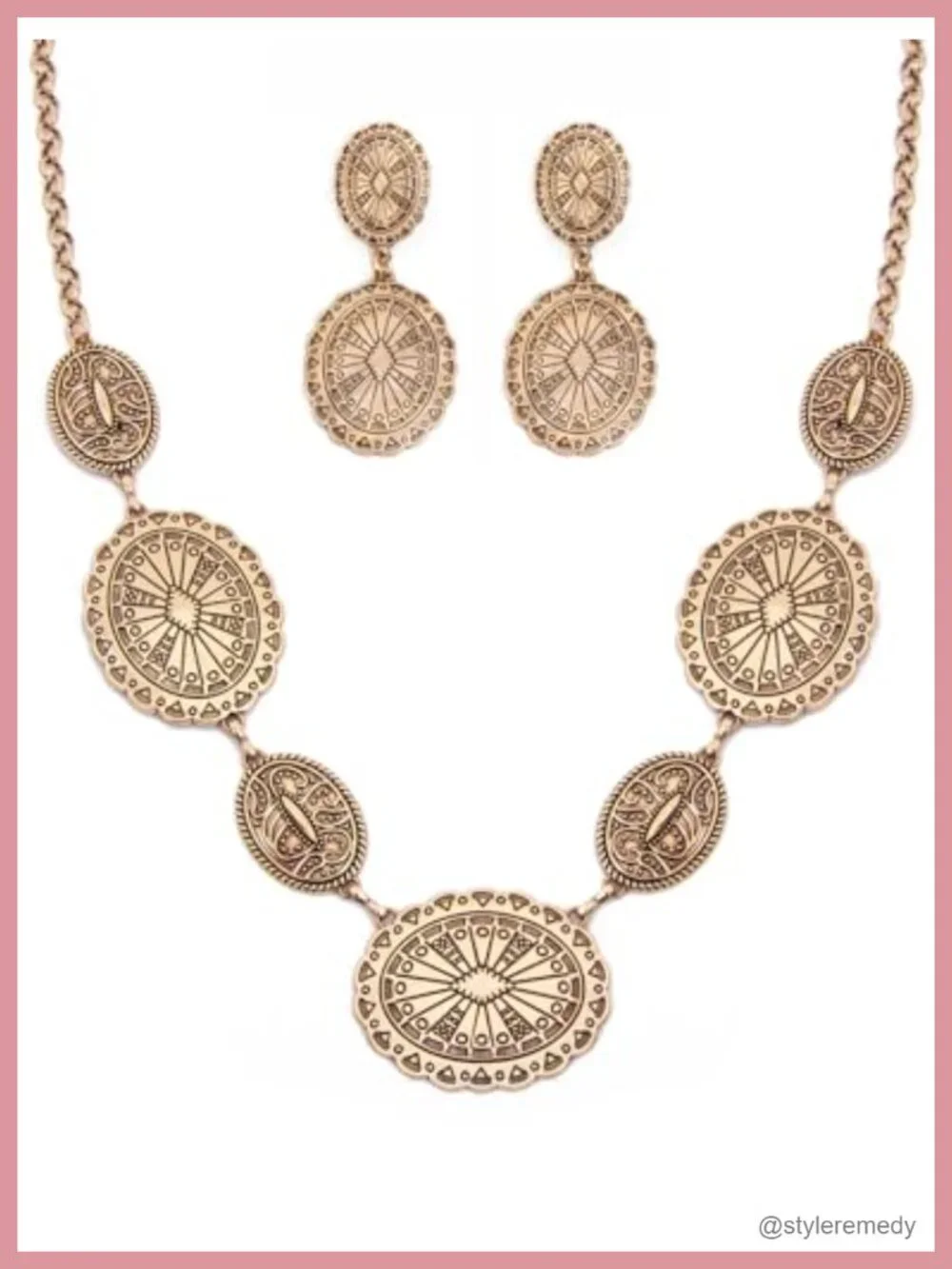 Vintage Cowgirl Necklace and Earring Set in Zinc Alloy Western Jewelry