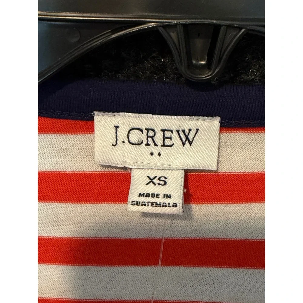 J. Crew Re-Imagined Womens XS Striped T-Shirt Dress Orange White Navy Cotton New