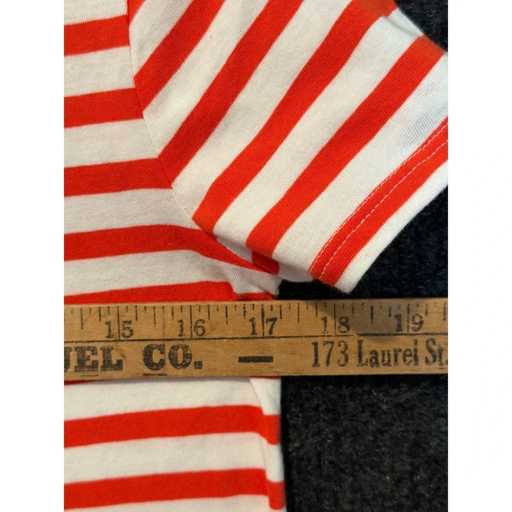 J. Crew Re-Imagined Womens XS Striped T-Shirt Dress Orange White Navy Cotton New