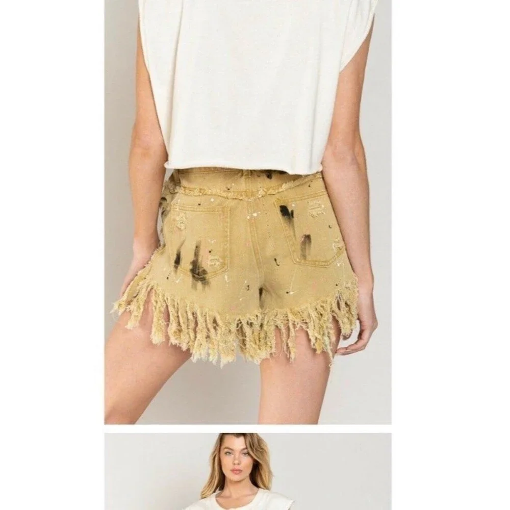 POL Shorts pol denim pol jean shorts pol fringe pol jeans womens medium 6 7 8