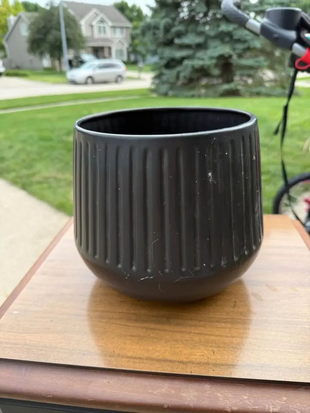 Sleek Black Modern Ceramic Planter
