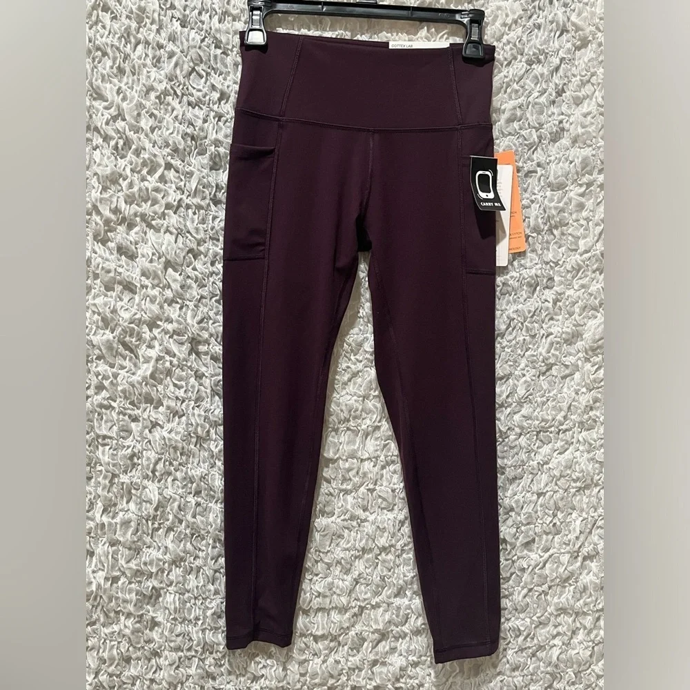 X BY GOTTEX Chic Plum High-Waisted Leggings, PEACH SKIN COLLECTION, SIZE S