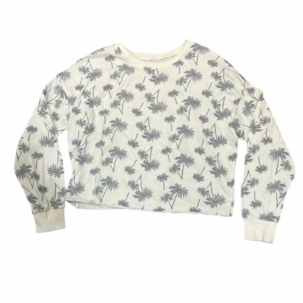 Women’s Long Sleeve Pullover Sweater Shirt Palm Tree Cropped Crop Shirt XL