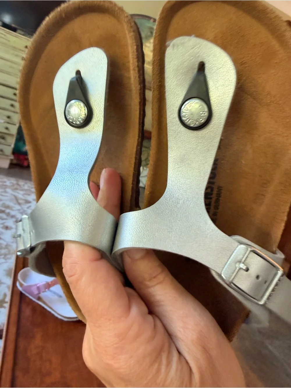 Birkenstock silver leather