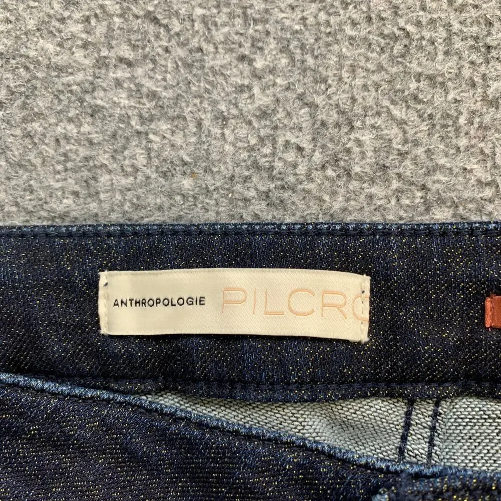 Pilcro Leggings Womens 28 Dark Denim High Rise Shimmer Zip Fly Stretch Jeggings
