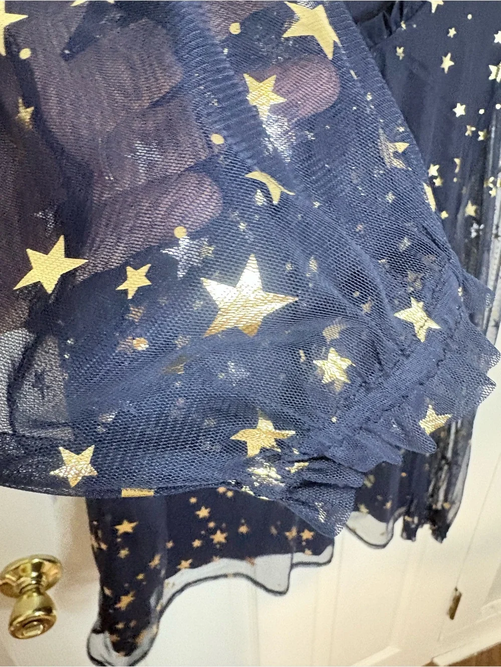 Boden Navy & Gold Metallic Star Mesh Blouse | US 18 / UK 22