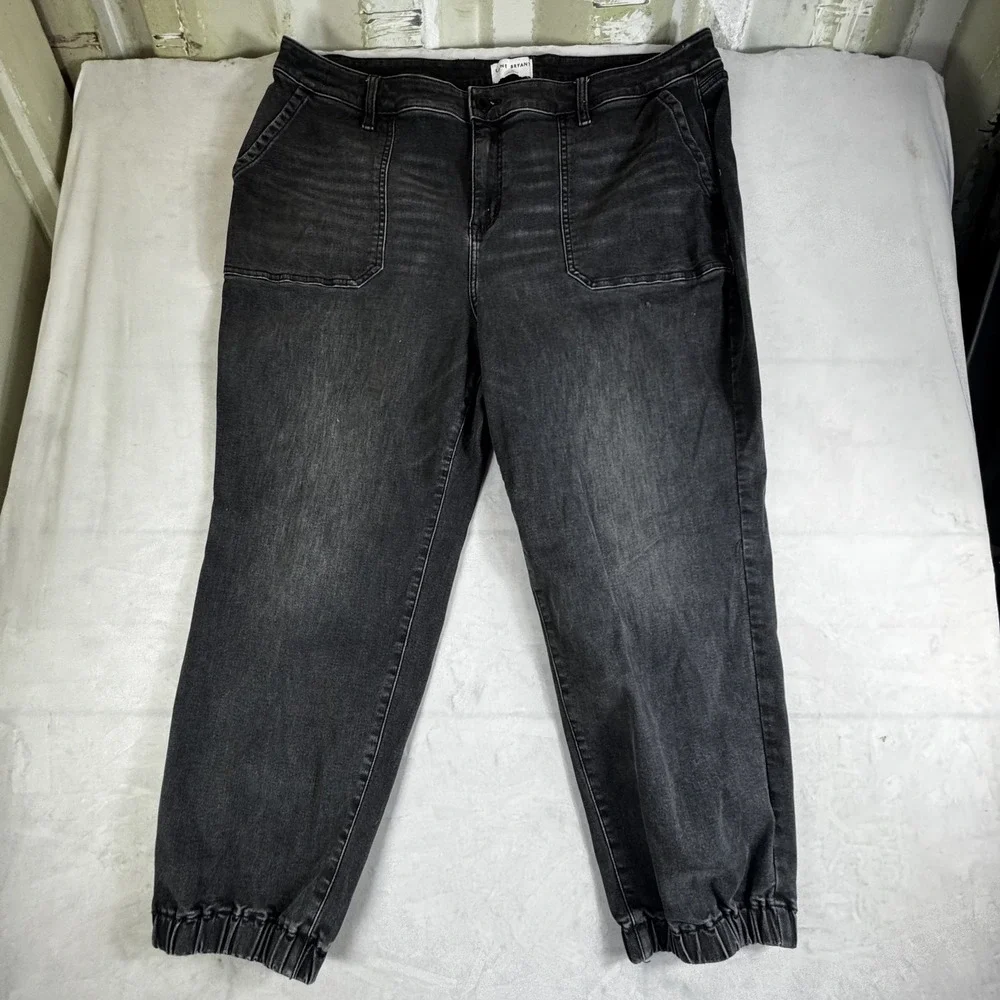 Lane Bryant Womens Boyfriend Jogger Jeans Faded Black Whisker Denim Outdoor 22