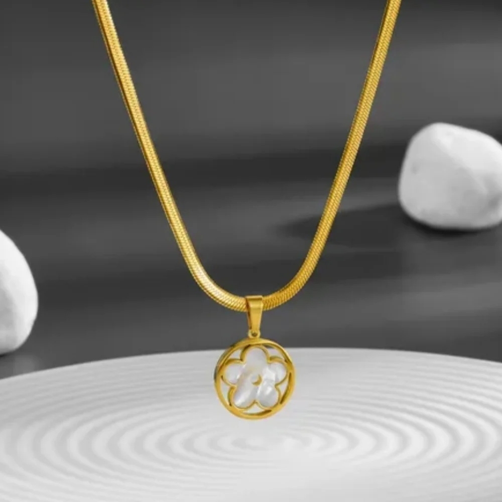 Stainless steel gold tone charm necklace new