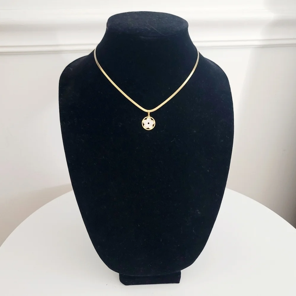 Stainless steel gold tone charm necklace new