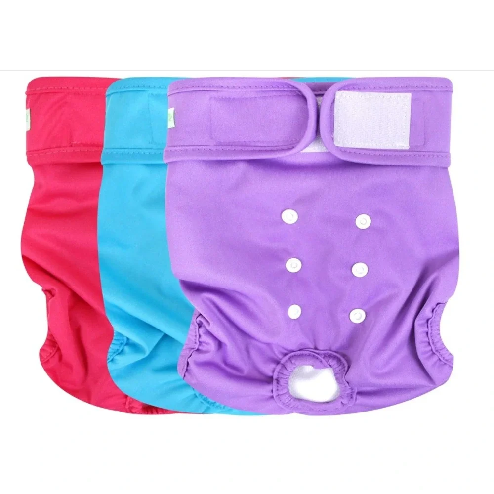 3pc Wegreeco Reusable‎ Female Dog Diapers Sz Large Solid Heat Period Adjustable