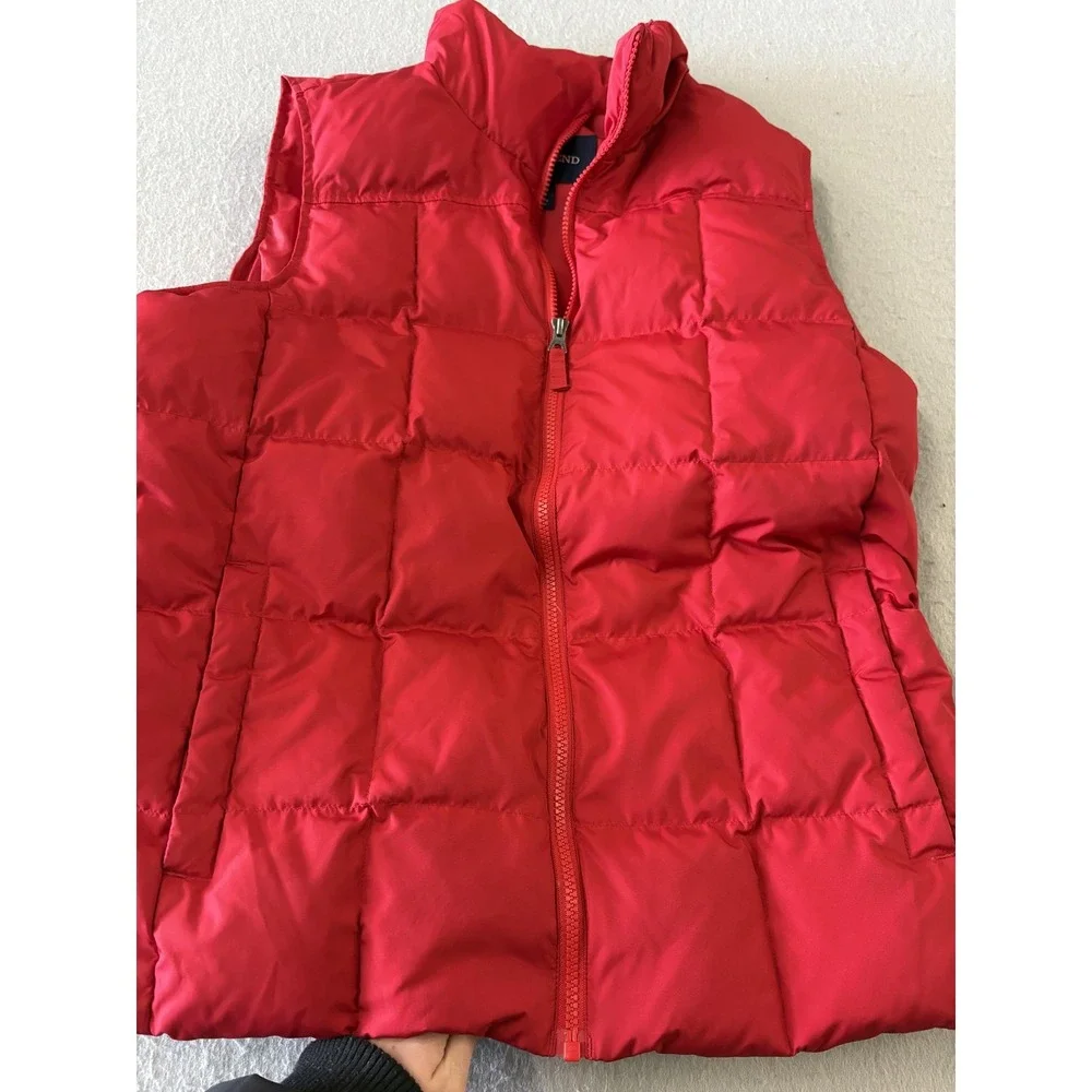 Lands' End Vest Youth Large 14-16 Red Puffer Down Zip Pockets Warm Winter