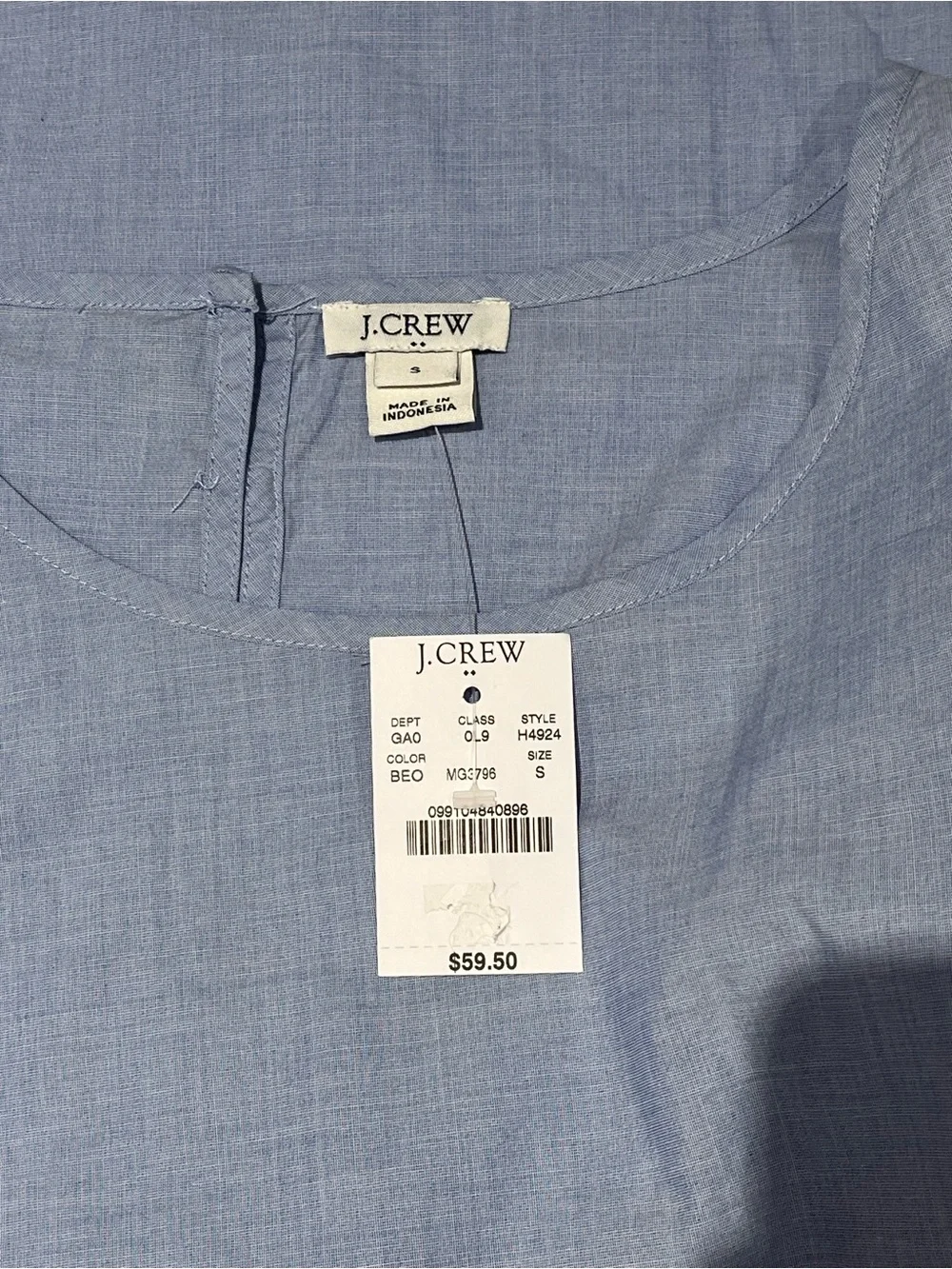 J. Crew Light Blue Bell Sleeve Tie-Detail Blouse