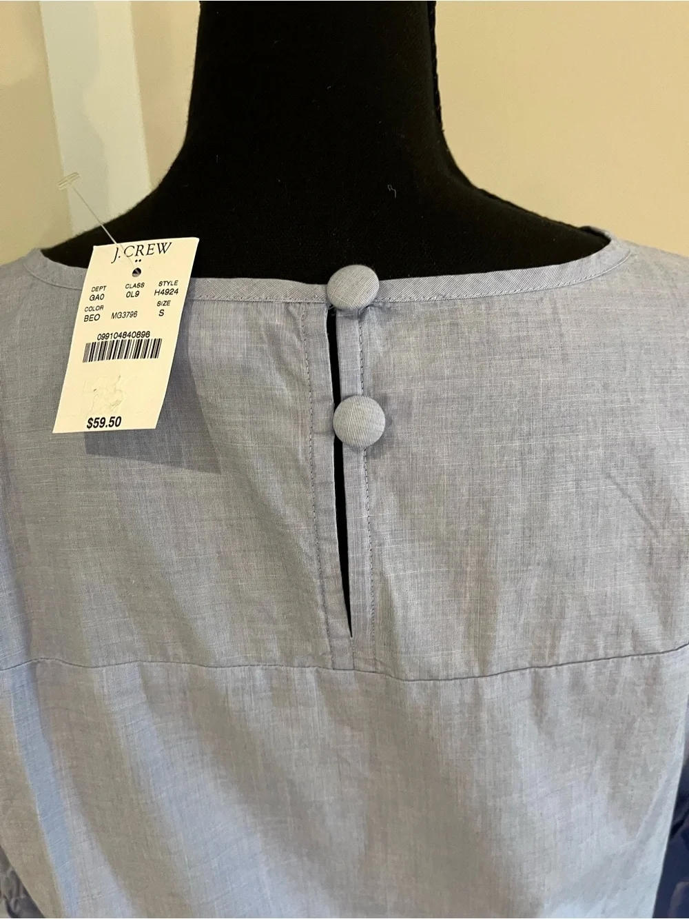 J. Crew Light Blue Bell Sleeve Tie-Detail Blouse