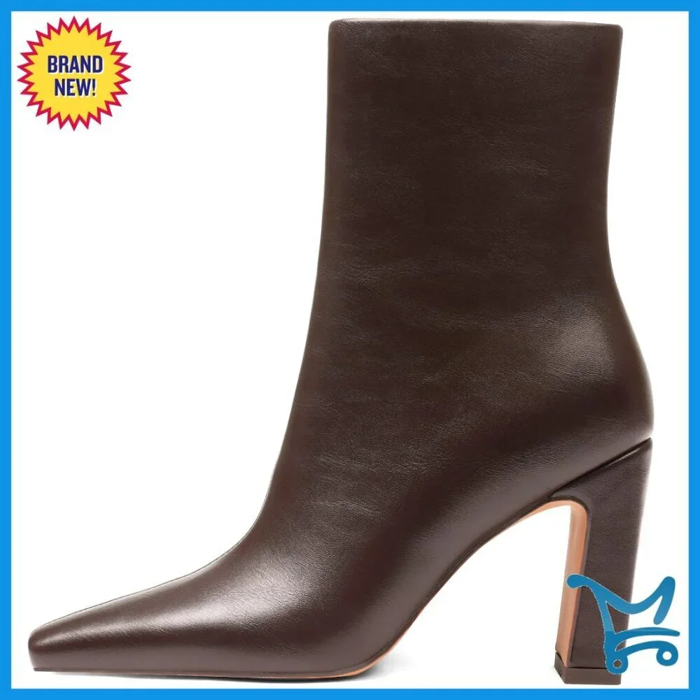 Women's Chunky Heel Ankle Boots Square Toe Zipper Office Party Casual