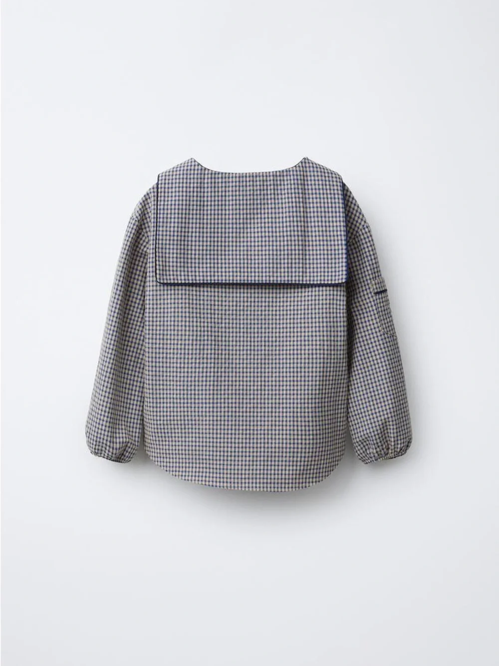 ZARA Girls Gingham Peter Pan Collar Blouse Size 9-10Y 140 NWT Blue Beige Top