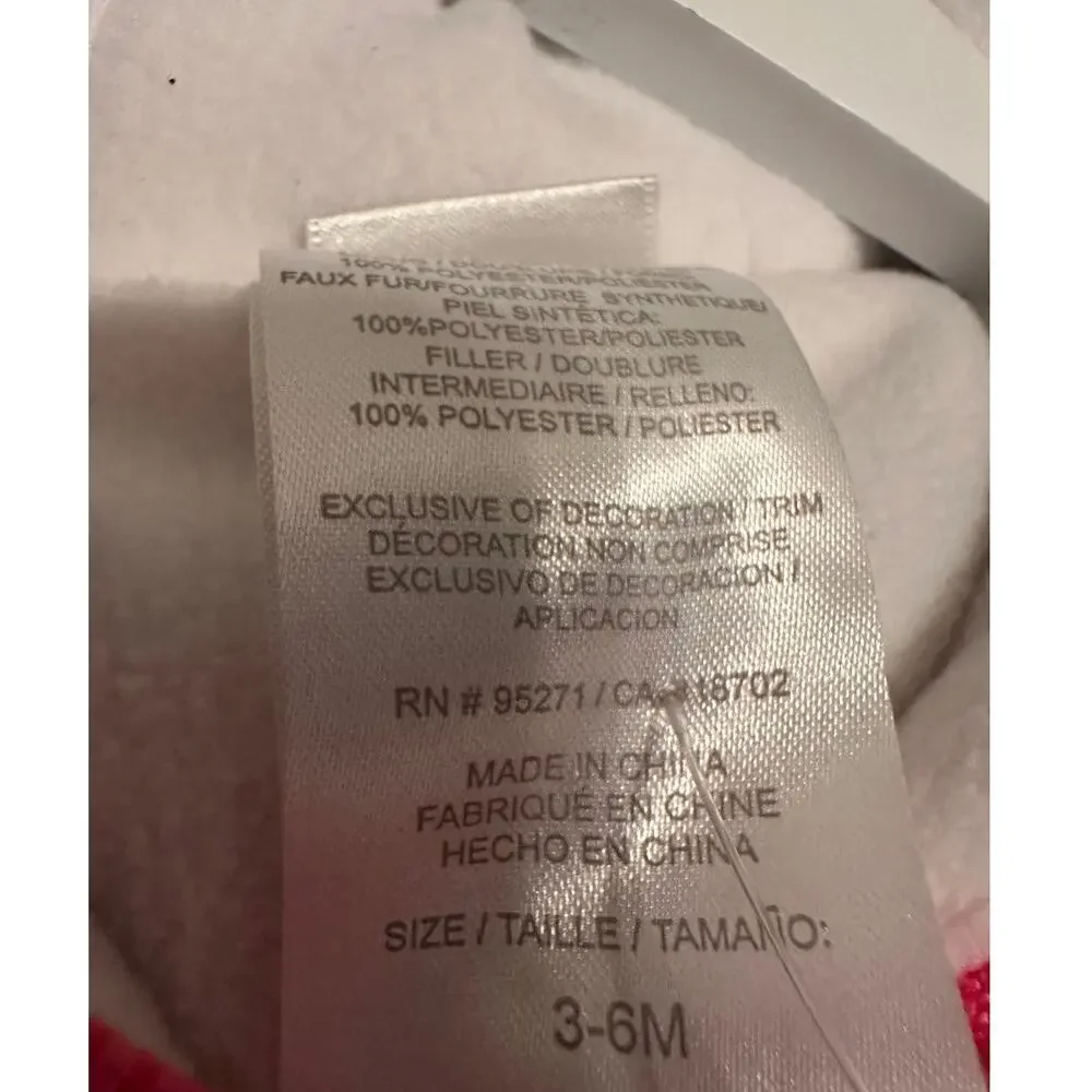 NWT Absorba Pink Heart Faux Fur Lined 3 Piece Set Hooded Snowsuit Sz 3-6M