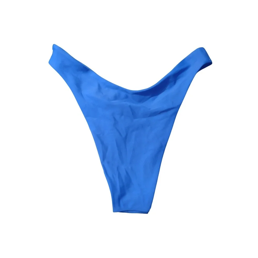 Quince Italian High Leg Bikini Bottom Electric Blue Swimwear Size M NEW