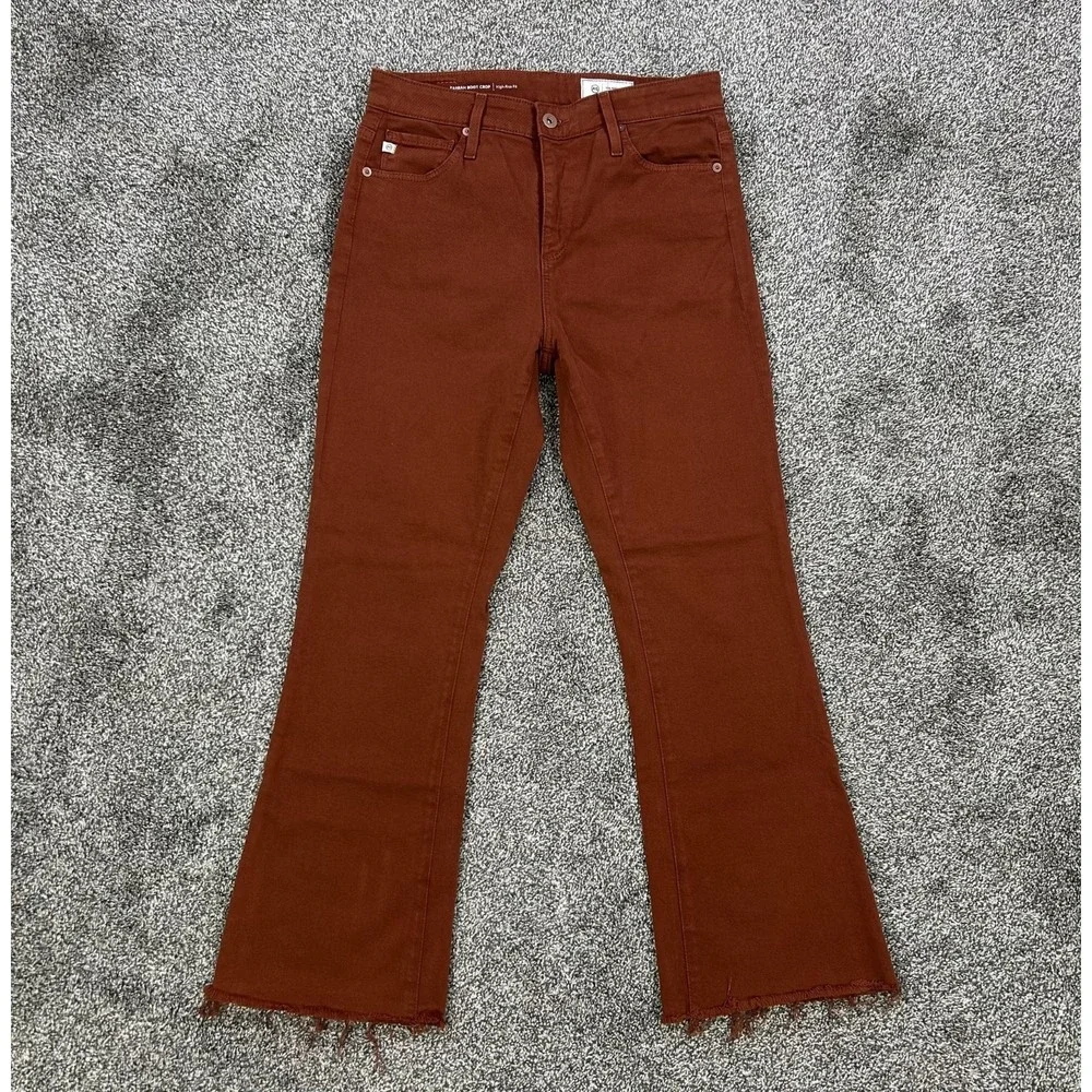 AG Adriano Goldschmied Farrah Boot Crop High‎ Rise Jeans Womens 28 Rust Brown