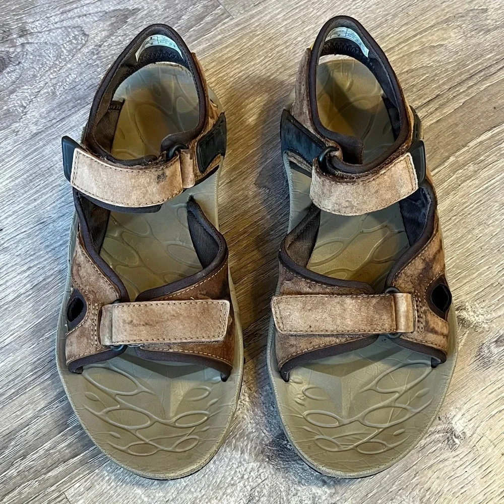 Merrell‎ Kahuna 4 Leather Hiking Sandals Vibram Soles Brown Mens 7 UK 6 EUR 40
