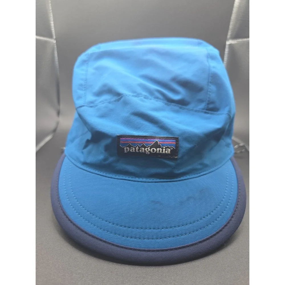 Patagonia Synchilla Fleece Lined Earflap Hat Blue Winter Cap Adjustable Mens