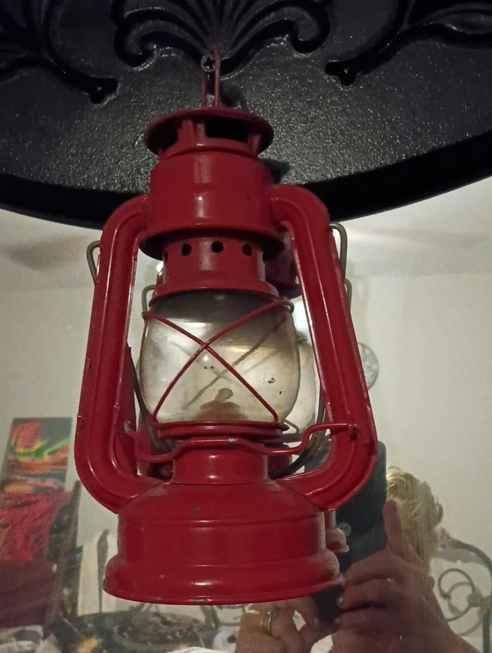Red Vintage-Style Metal Lantern - Home Accents