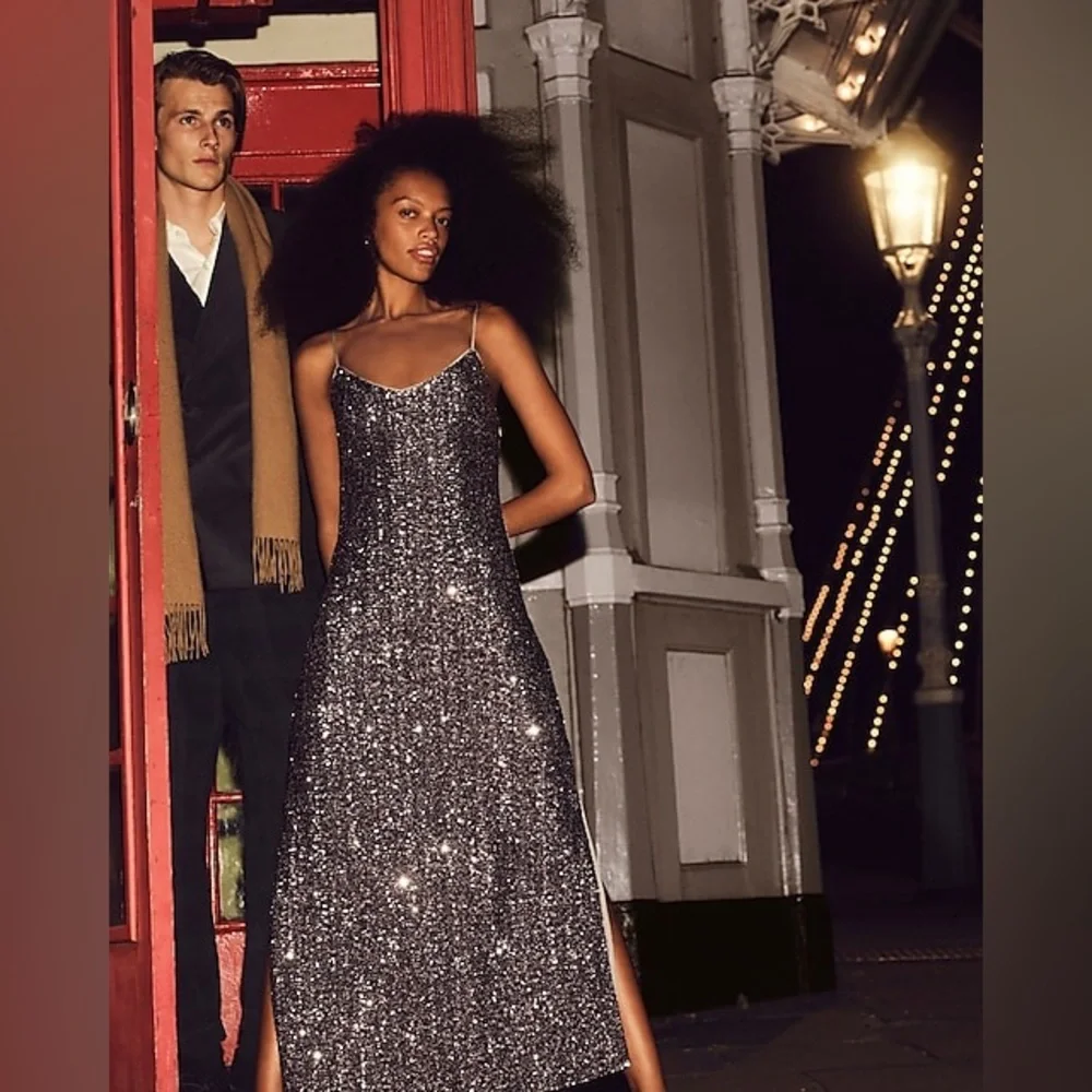 NWT J.Crew Collection Sequin floor-length slip dress