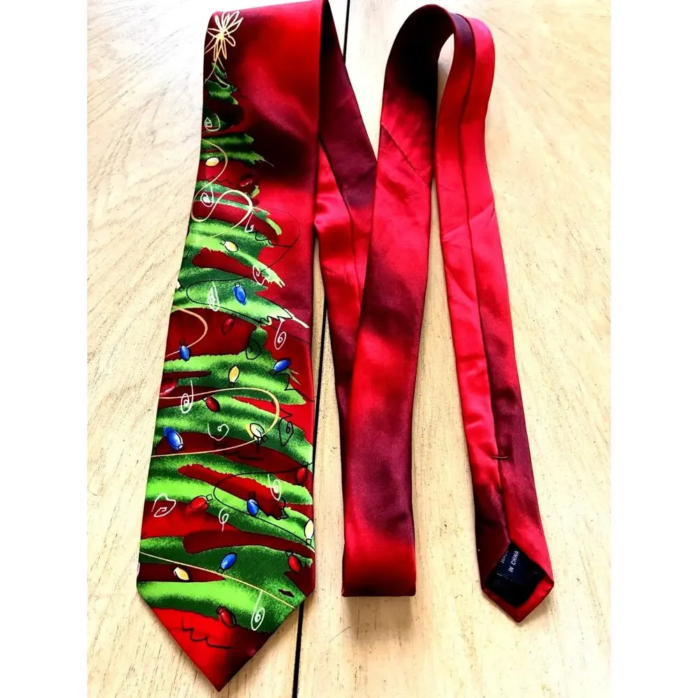Vintage Jerry Garcia Silk Christmas Tie Collection 56 Abstract Tree Red Holiday