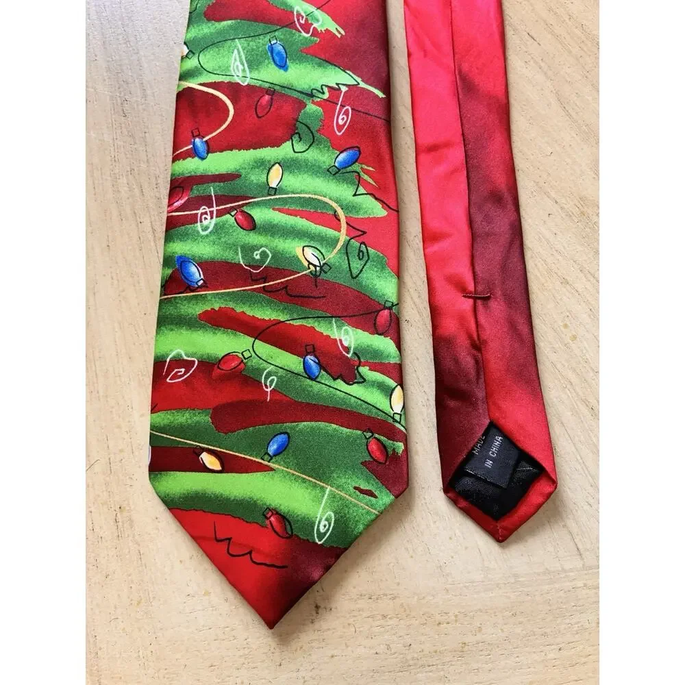 Vintage Jerry Garcia Silk Christmas Tie Collection 56 Abstract Tree Red Holiday