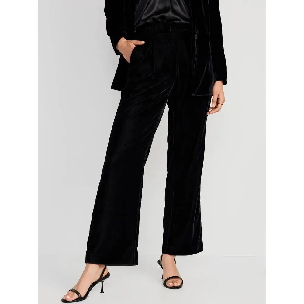 Old Navy Velvet Taylor Wide‎ Leg Trouser Womens XL Pants Holiday NYE Party Glam