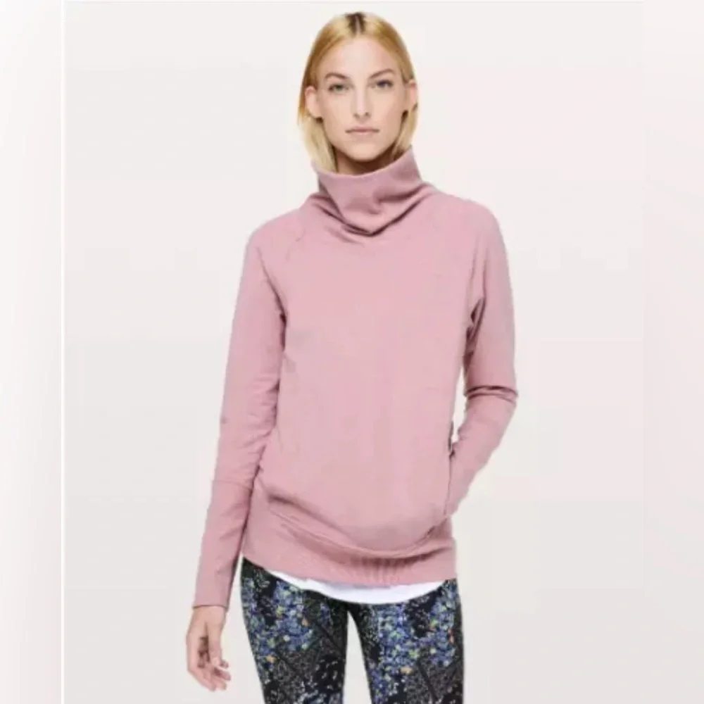 Lululemon Womens High Lines Pullover Funnel Neck Heathered Vintage Mauve Size 8