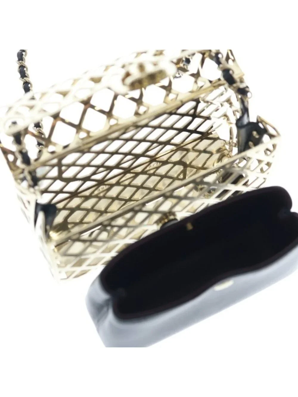 Chanel Cage Flap Metal Mini Shoulder Evening Bag Gold