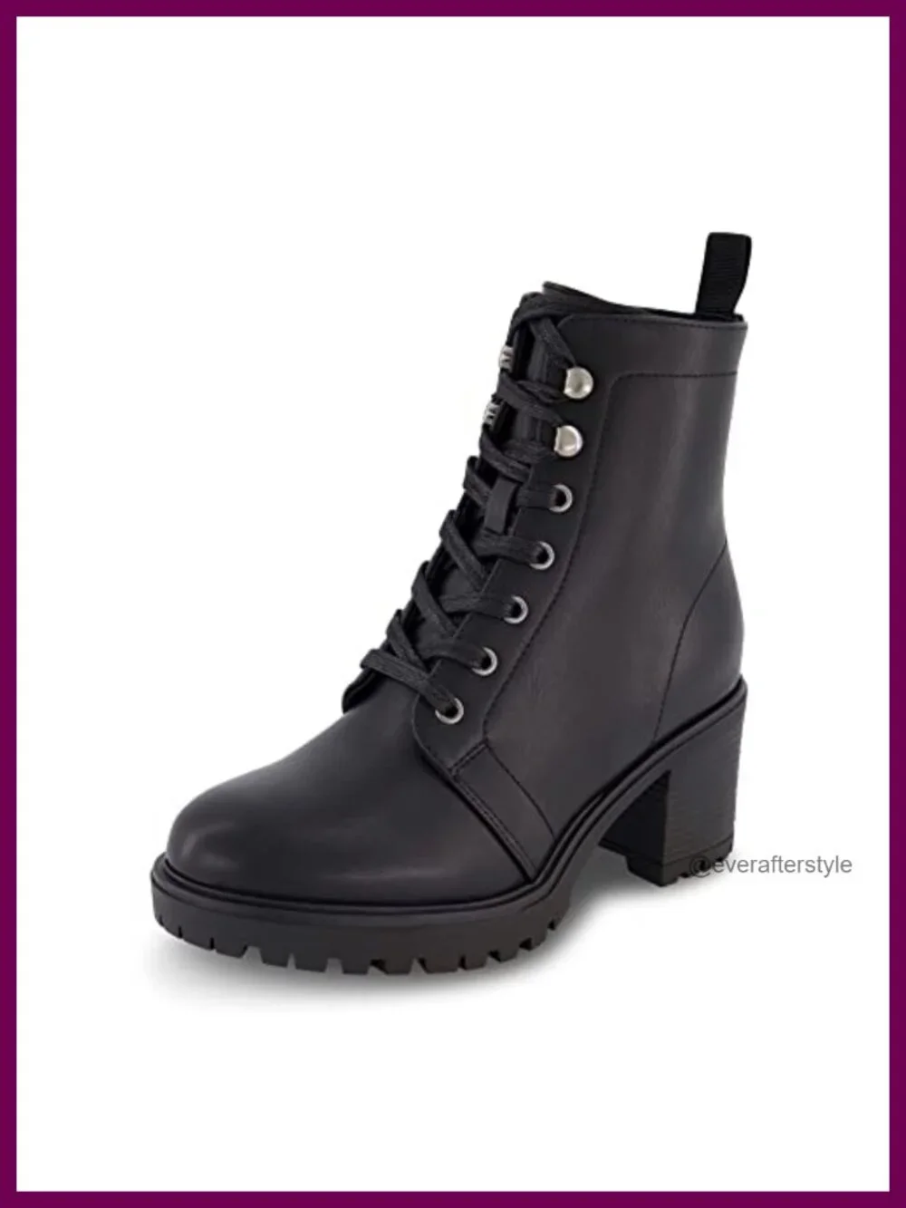 Women's Lace Up Bootie with Memory Foam Insole, Lug Sole, Side Zipper