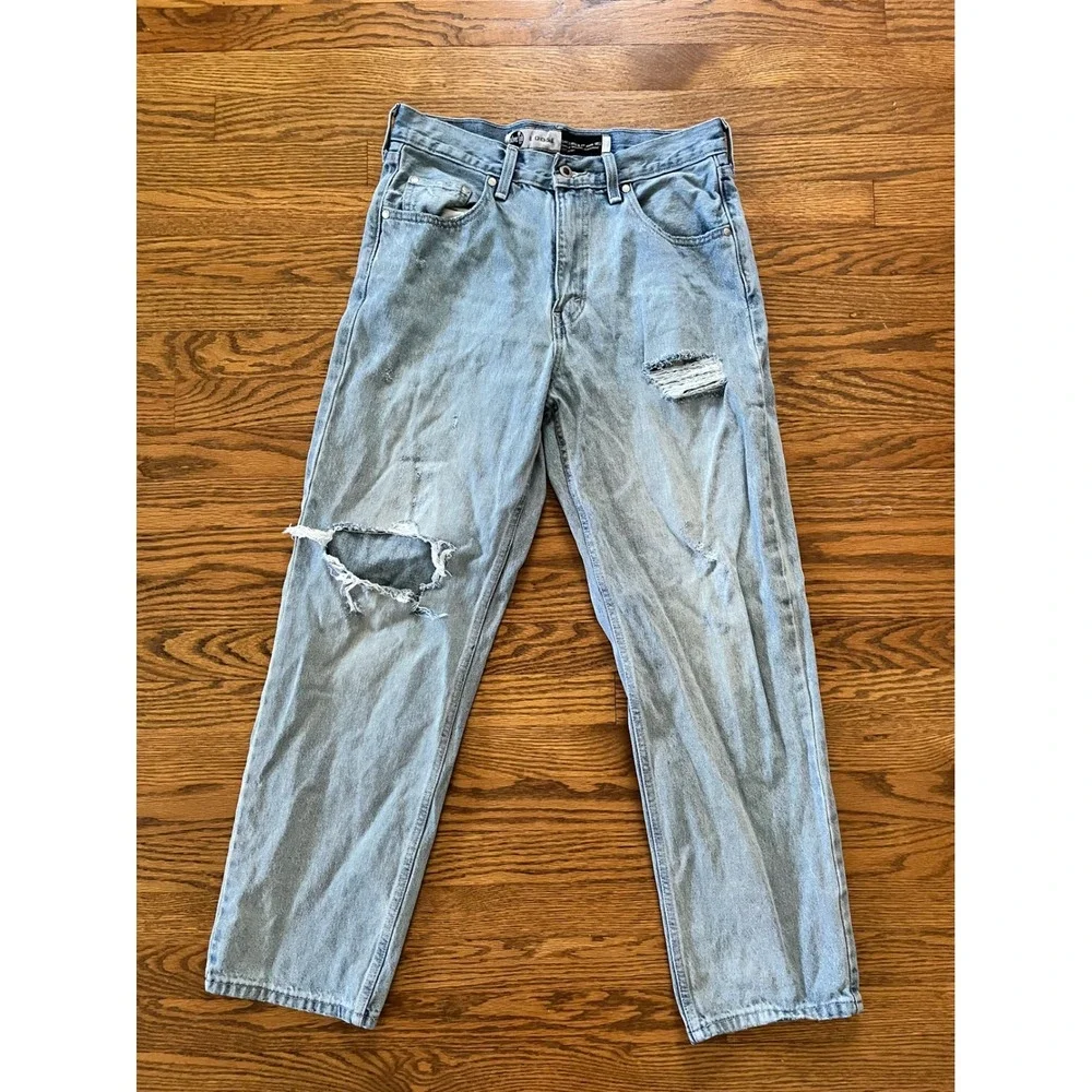Levis SilverTab Loose Distressed Light Wash Jeans Mens W30 L30 Baggy Denim