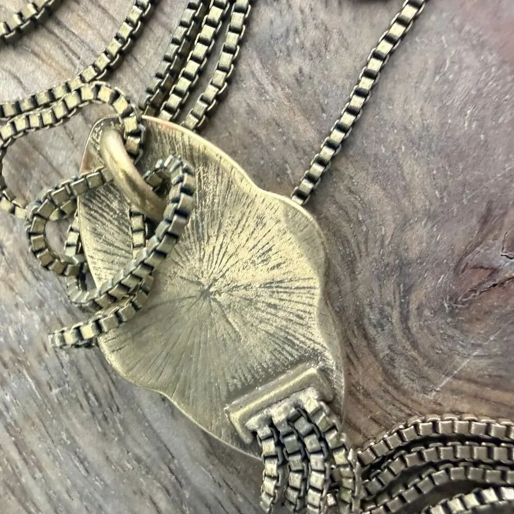 Vintage  Y Drop long rhinestone studded gold tone unique necklace