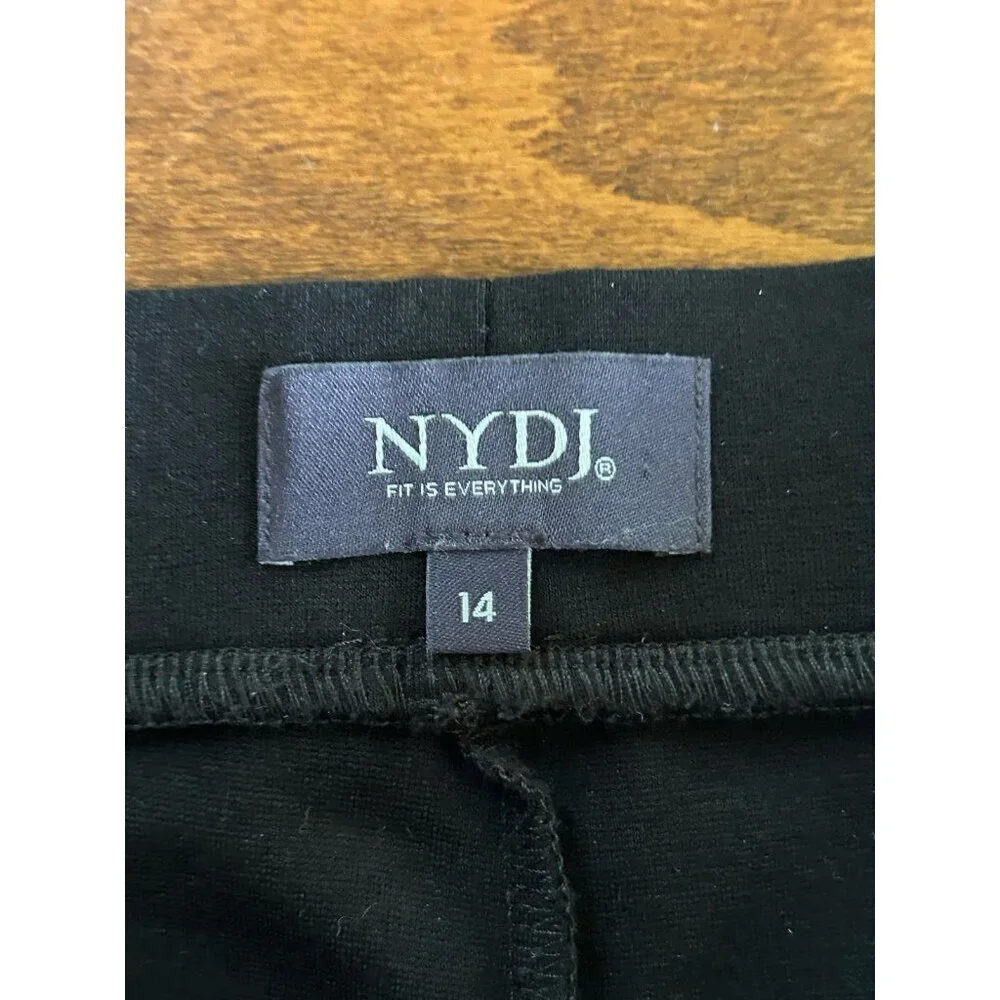NYDJ Plus Faux Leather Front Leggings Black Pull On Stretch Goth Lift Tuck Sz 14